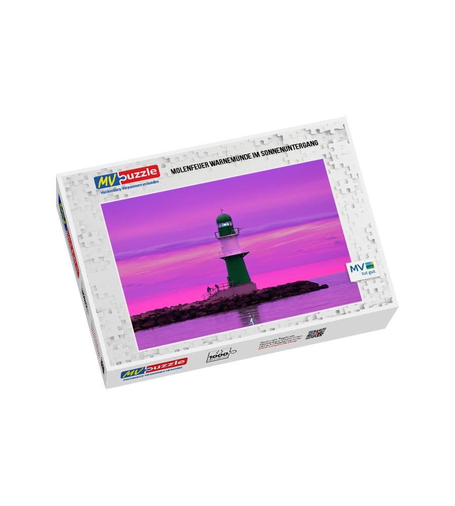 001-molenfeuer_warnemuende_im_sonnenuntergang-MVP-909367 Puzzle Molenfeuer Warnemünde im Sonnenuntergang – Bild 1