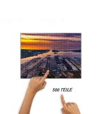 Puzzle Seehafen Rostock im Sonnenuntergang